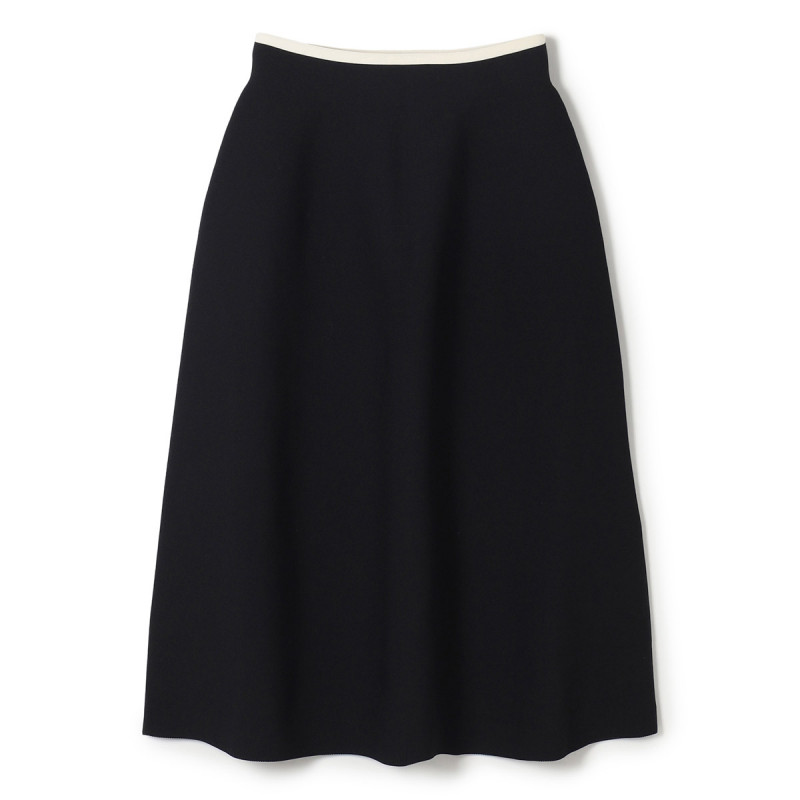 ★ラインアクセントニットスカート(ブラック-M)