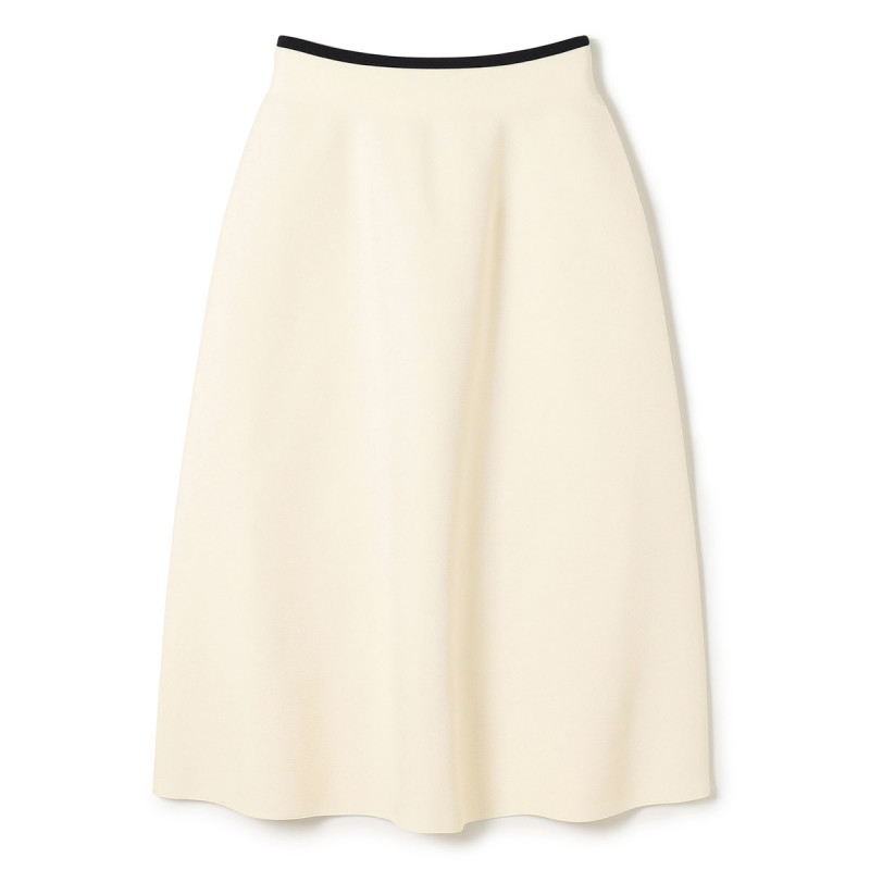 ★ラインアクセントニットスカート(オフホワイト-M)
