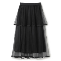 ★フリルティアードチュールスカート(ブラック-M)