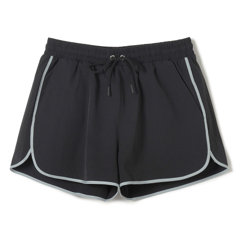 ★ラインアクセントタフタショートパンツ(ブラック-M)