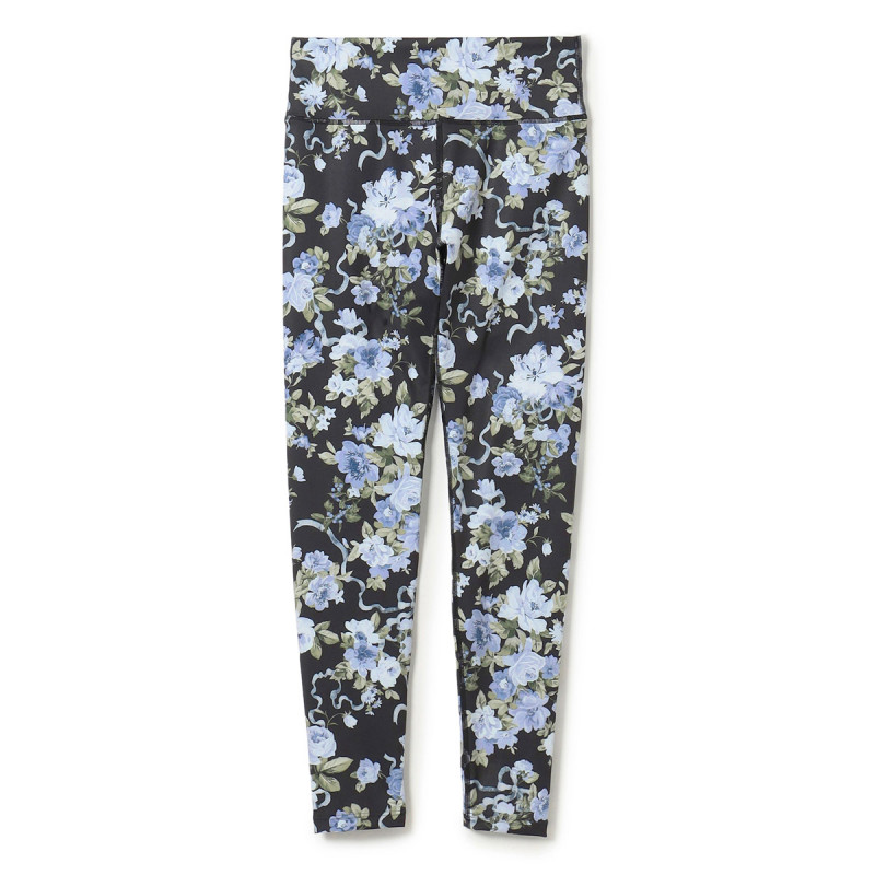 ★ホリデーフラワープリントレギンス(ブラックプリント-S)