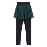 チュールショートパンツ付レギンス(グリーン-S)