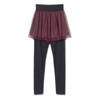 チュールショートパンツ付レギンス(ワインレッド-S)