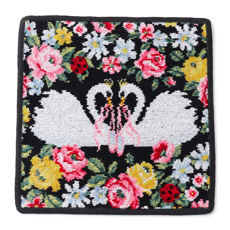 オデットハンカチ(縁取りブラック--)