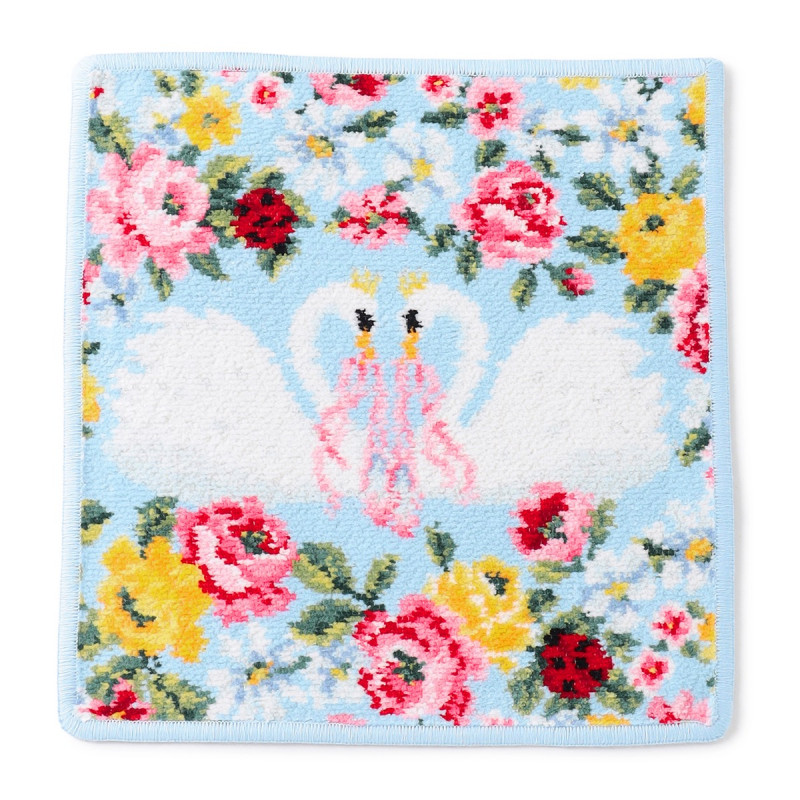 オデットハンカチ(縁取りベビーブルー--)