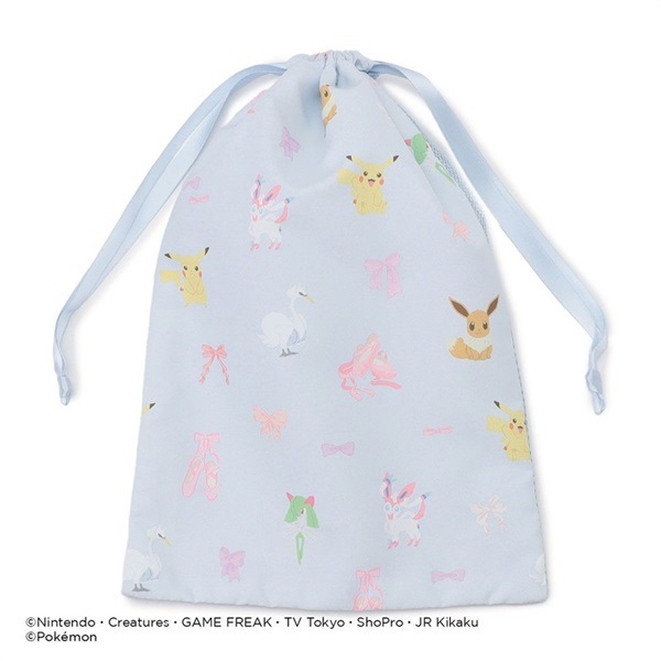 ポケモン半メッシュ巾着M(ベビーブルー)
