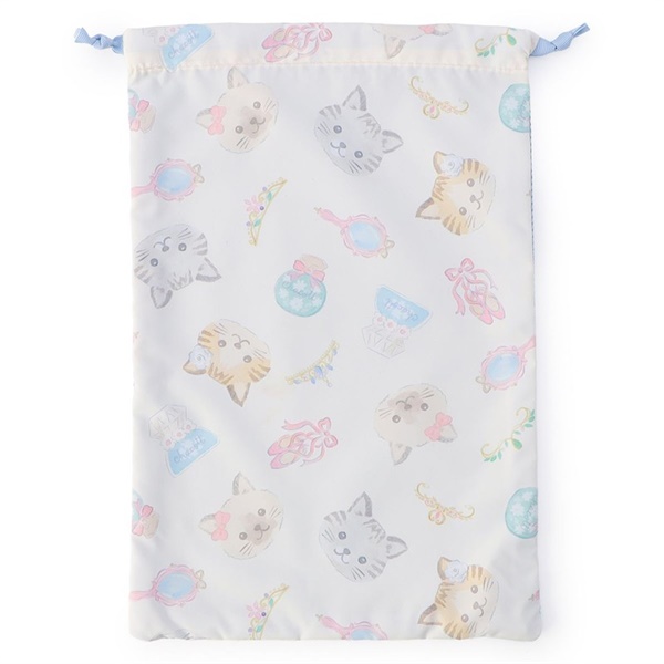 Cat半メッシュ巾着M(オフホワイト-ー)