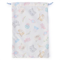 Cat半メッシュ巾着M(オフホワイト-ー)