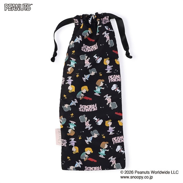 PEANUTS半メッシュ巾着S(ブラック--)