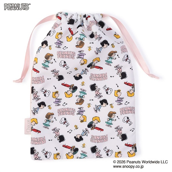 PEANUTS半メッシュ巾着M(オフホワイト--)