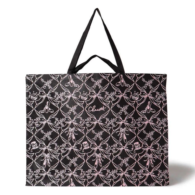 トゥリボン不織布バッグL(ブラック--)