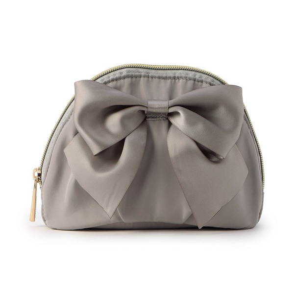 リボンポーチ(グレージュ-ー)