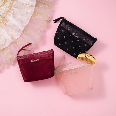 ハートメッシュポーチ