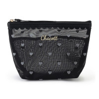 ハートメッシュポーチ(ブラック--)