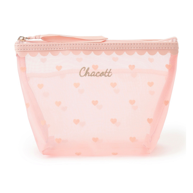 ハートメッシュポーチ(ロイヤルピンク--)