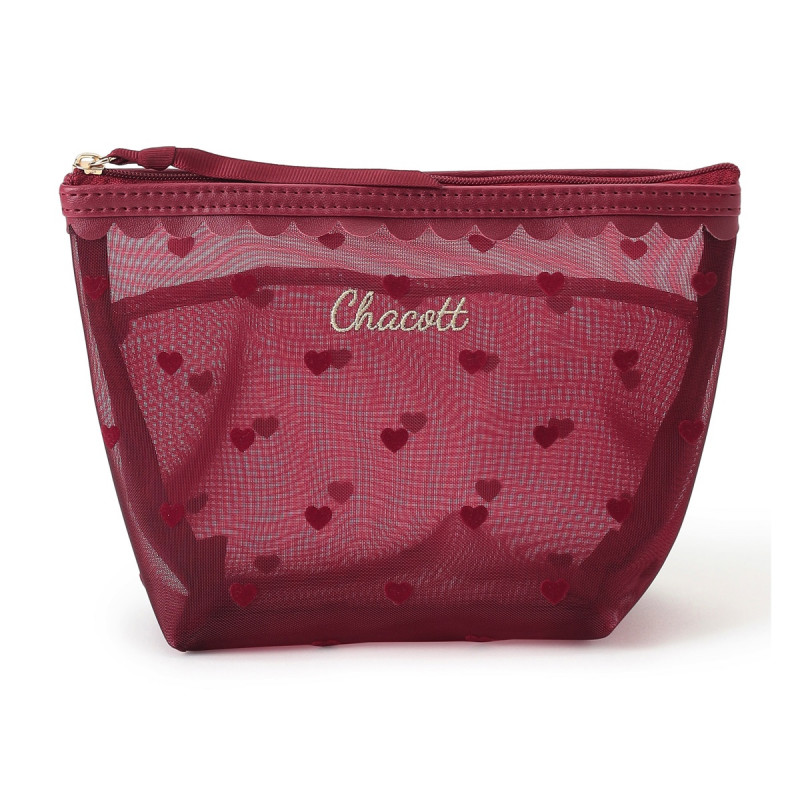 ハートメッシュポーチ(ラズベリー--)