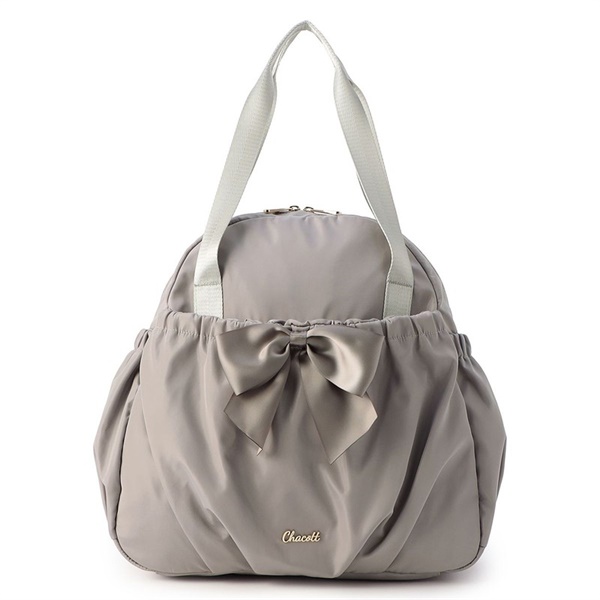 リボン2wayトートバッグ(グレージュ-ー)