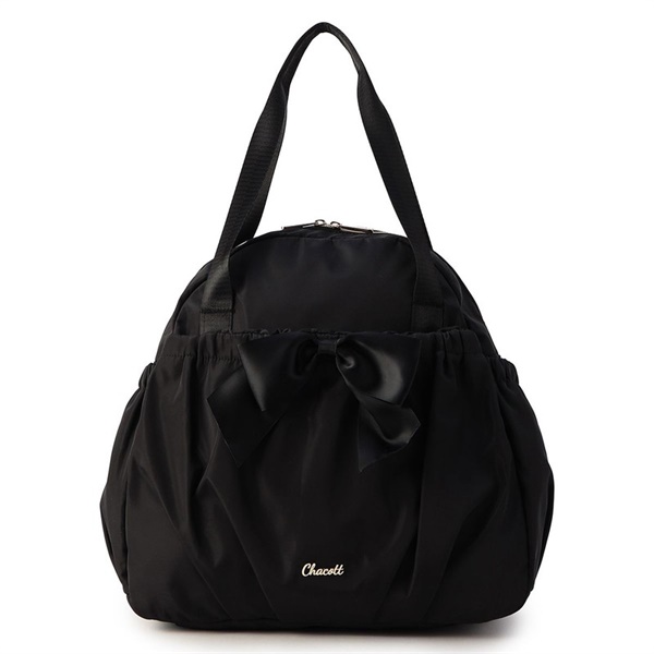 リボン2wayトートバッグ(ブラック-ー)