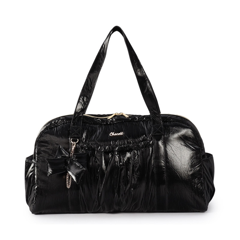 リボンチャームトートバッグ(ブラック--)