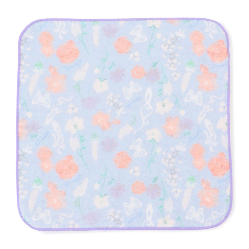 フラワーハンドタオル(ベビーブルー--)