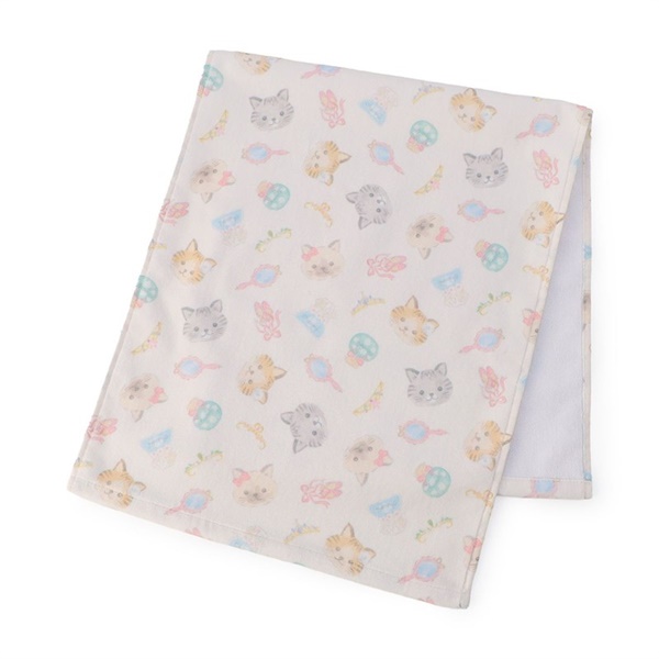 Catフェイスタオル(オフホワイト-ー)