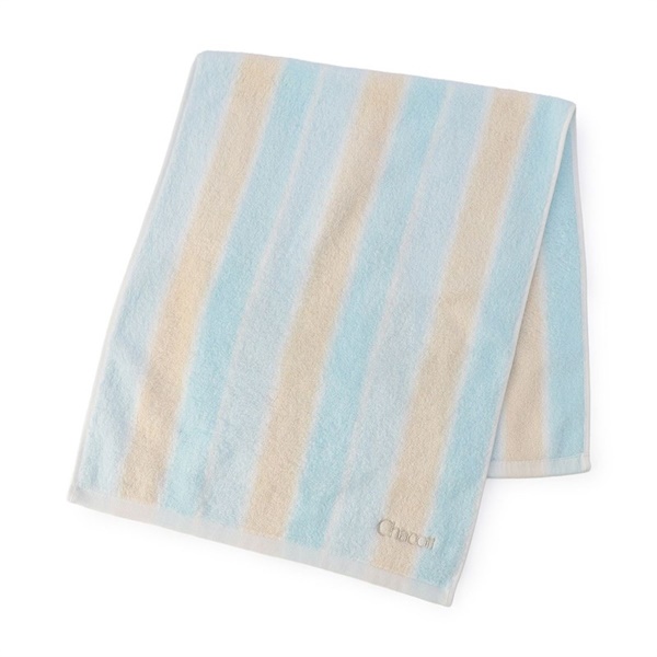ストライプフェイスタオル(ベビーブルー-ー)