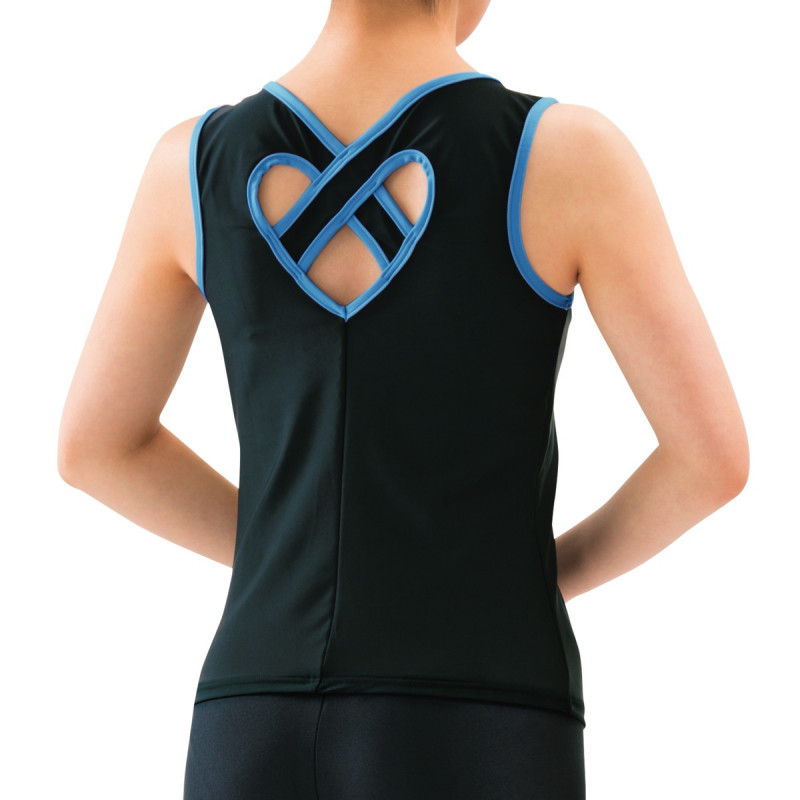 ハートロングトップ(ブラック×スカイブルー-S)