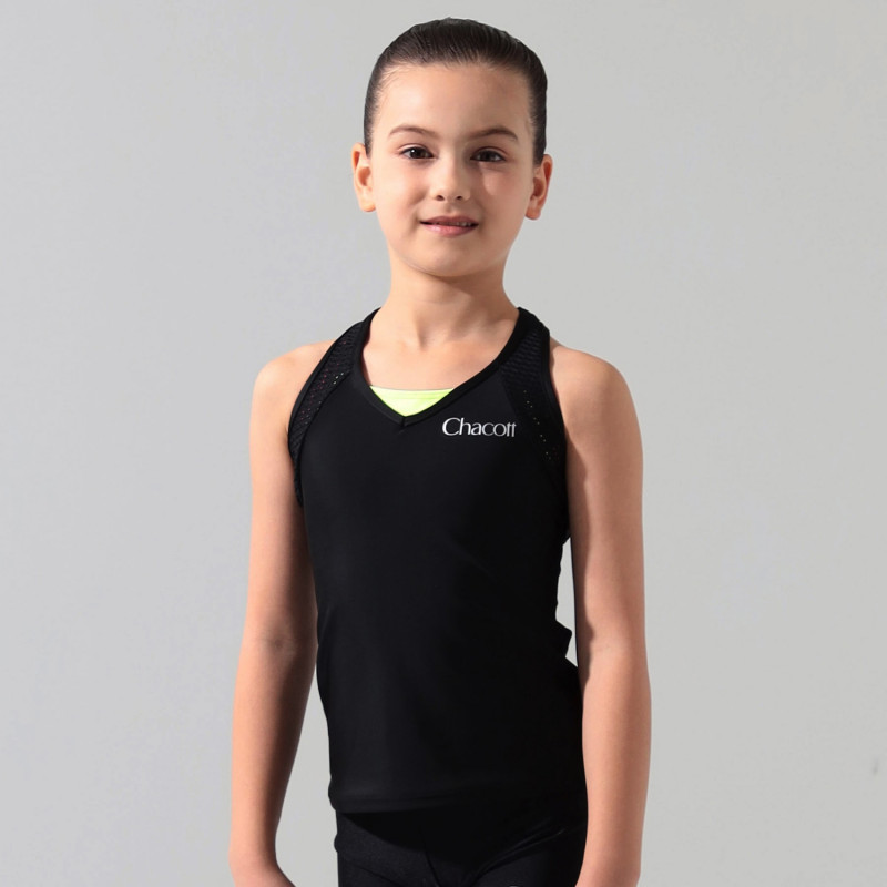 Vメッシュロングトップ(ブラック-S)