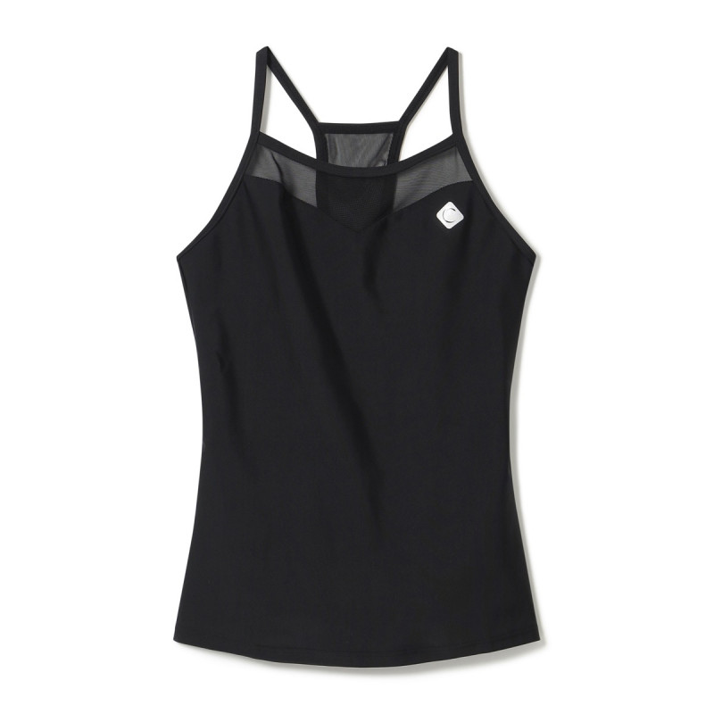 Yバックキャミソールロングトップ(ブラック-S)