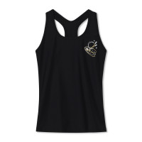 ラインストーンプリントロングトップ(ブラック-S)