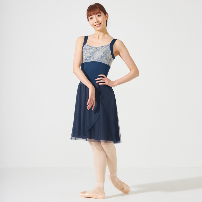 B1657【チャコット】定価2.4万/L /レオタード付きトップス★社交ダンス ロイヤルスムース スコープネック7分袖レオタード【chacott