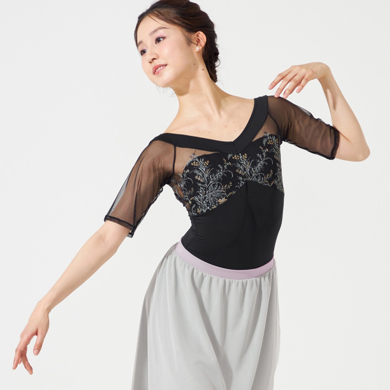 ♦︎新品 タグ付き♦︎ チャコット ハーフスリーブレオタード レース袖 ブラック AKANE TAKADA】フレンチスリーブレオタード 商品ページ | チャコット