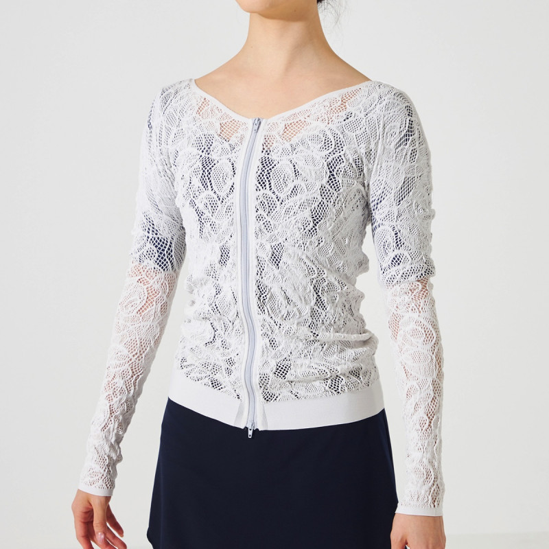 ノーソーイングニット】レーシージップアップニットトップ 商品ページ