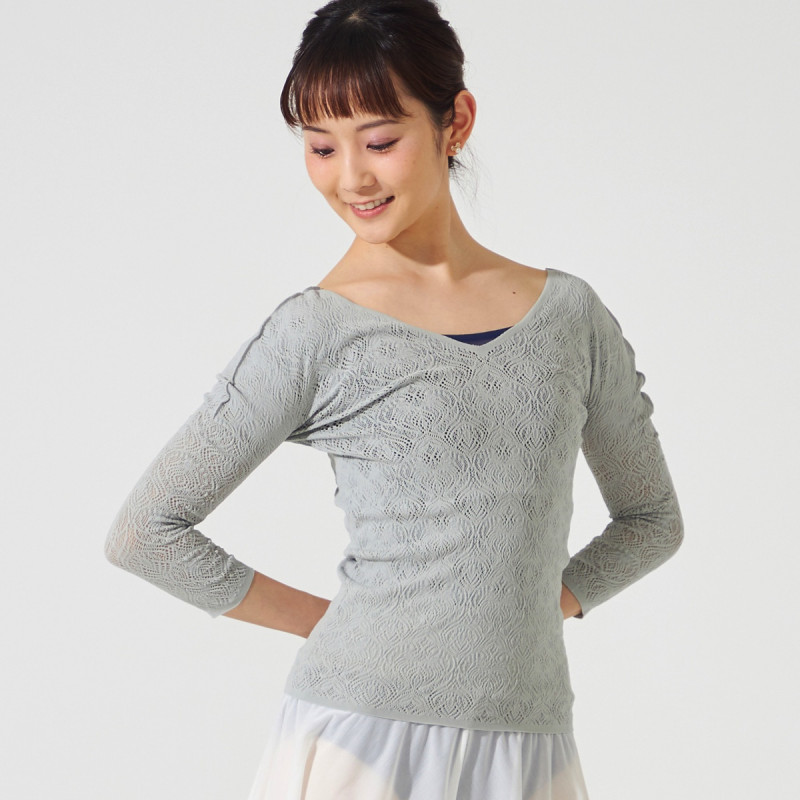 ノーソーイングニット】レーシーVネックニットトップ 商品ページ