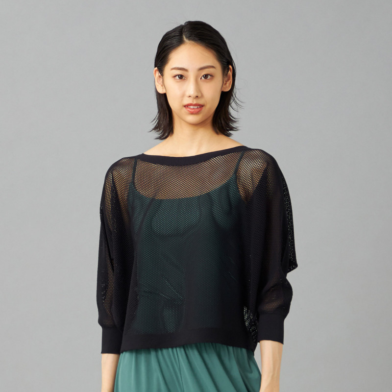 ノーソーイングニット】7分袖メッシュニットTシャツ 商品ページ