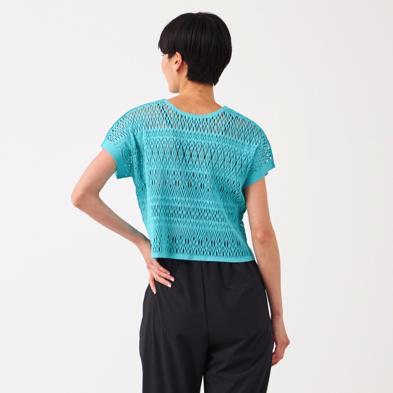 ノーソーイングニット】レース調ニットTシャツ 商品ページ