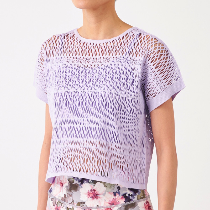 ノーソーイングニット】レース調ニットTシャツ 商品ページ