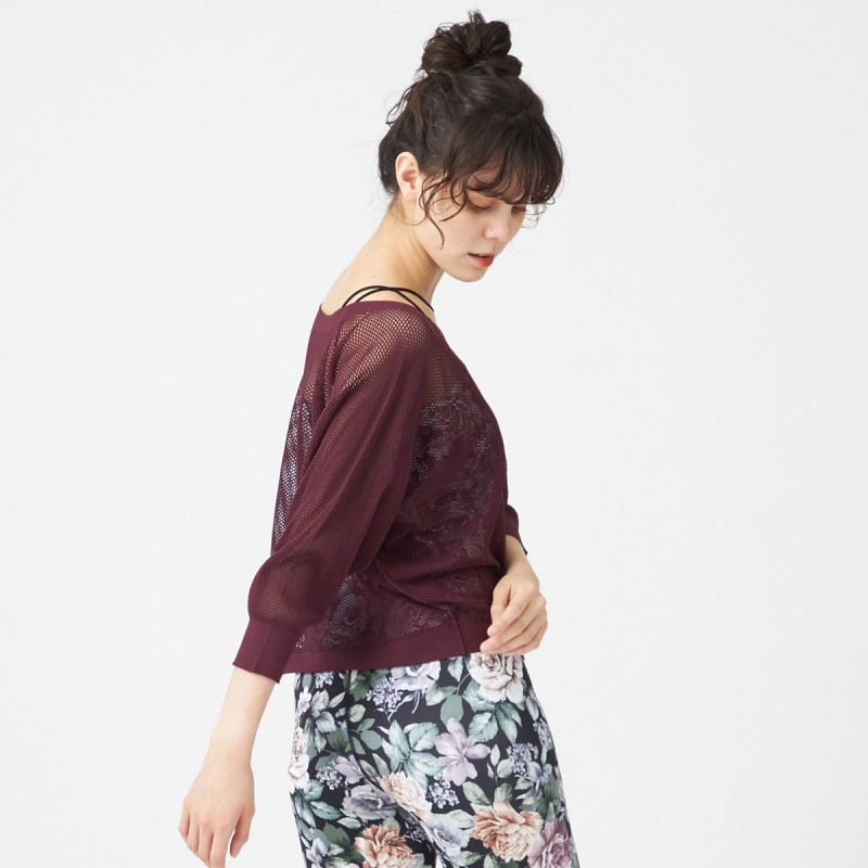 ノーソーイングニット】7分袖メッシュニットTシャツ 商品ページ