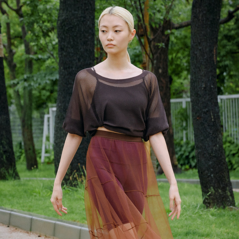 ノーソーイングニット】7分袖メッシュニットTシャツ 商品ページ