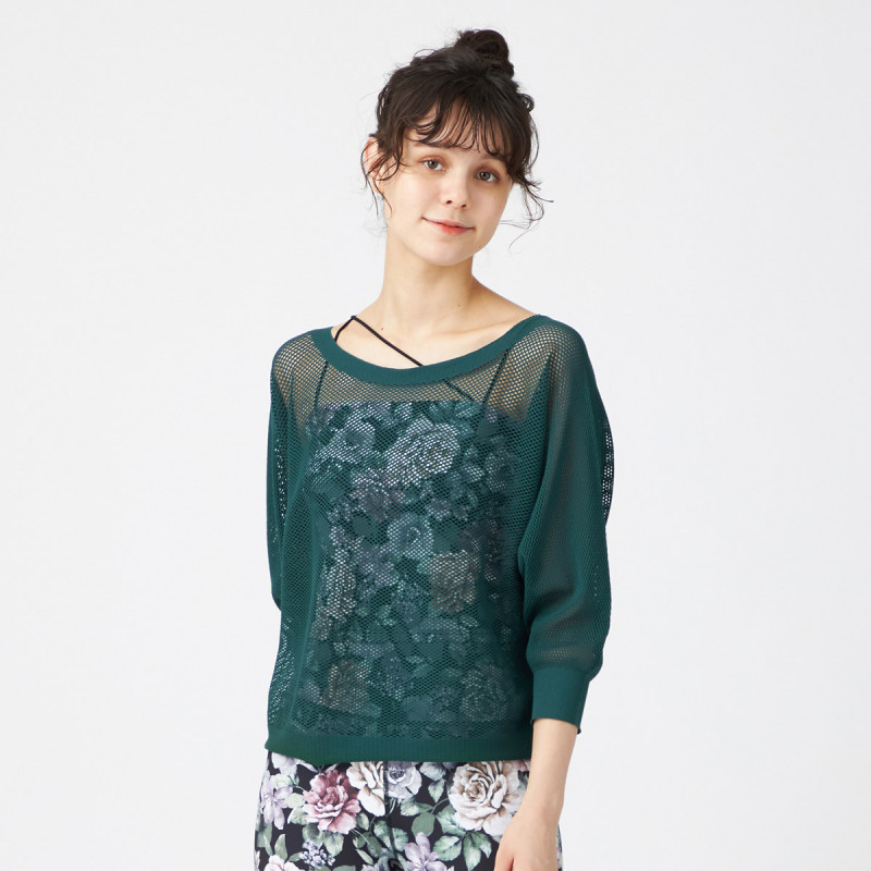 チャコット ノーソーイングニット メッシュ Tシャツ M ヨガウェア バレエ お値下げ チャコット ノーソーイングニット 七分袖 メッシュニット