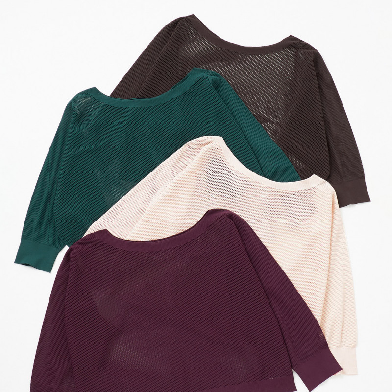 ノーソーイングニット】7分袖メッシュニットTシャツ 商品ページ