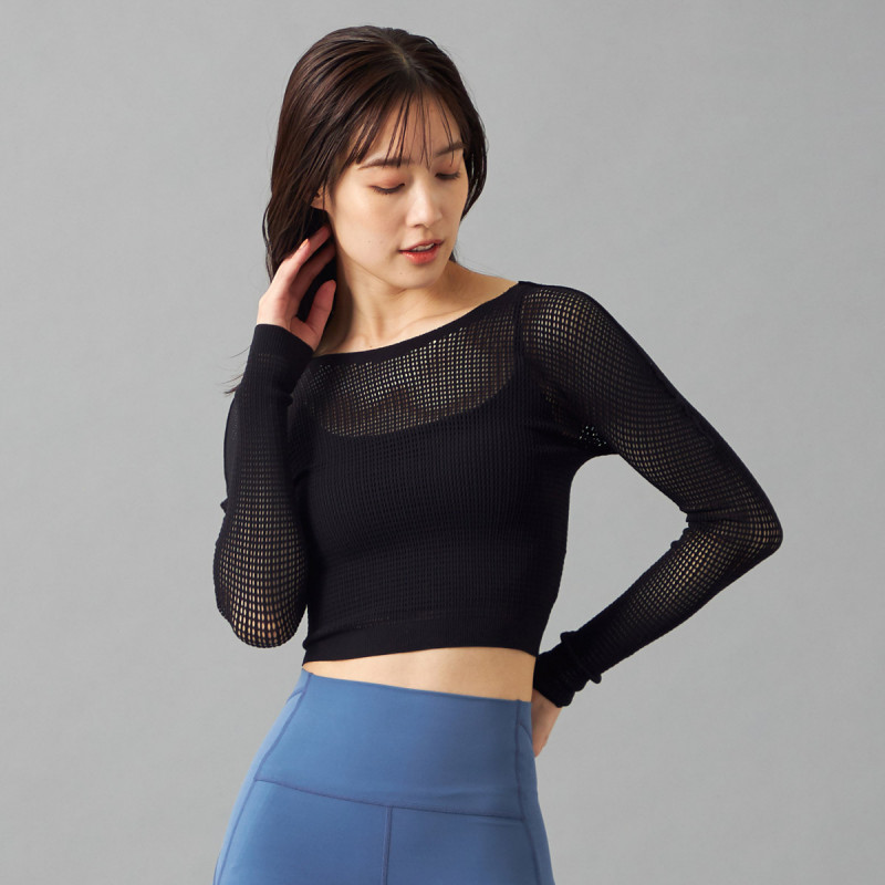 ノーソーイングニット】メッシュニットショートトップ 商品ページ