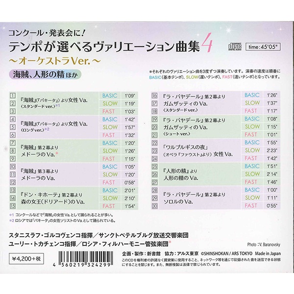 【CD】テンポが選べるヴァリエーション曲集Vol.４　「海賊」、「人形の精」他[DC17-0402]